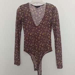Sheer floral body suit